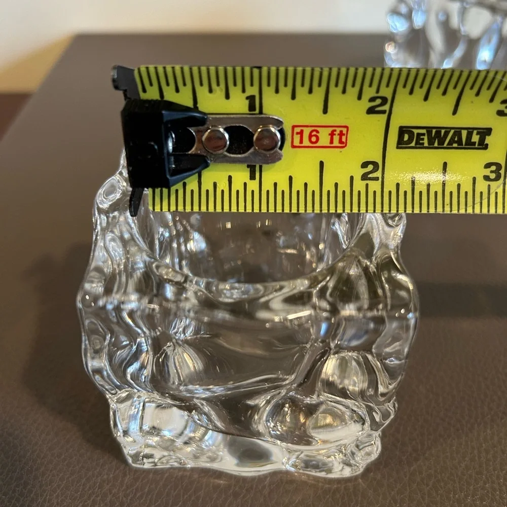 PartyLite Glacier Ice Cube Clear Glass Candle Holders - Set of 2